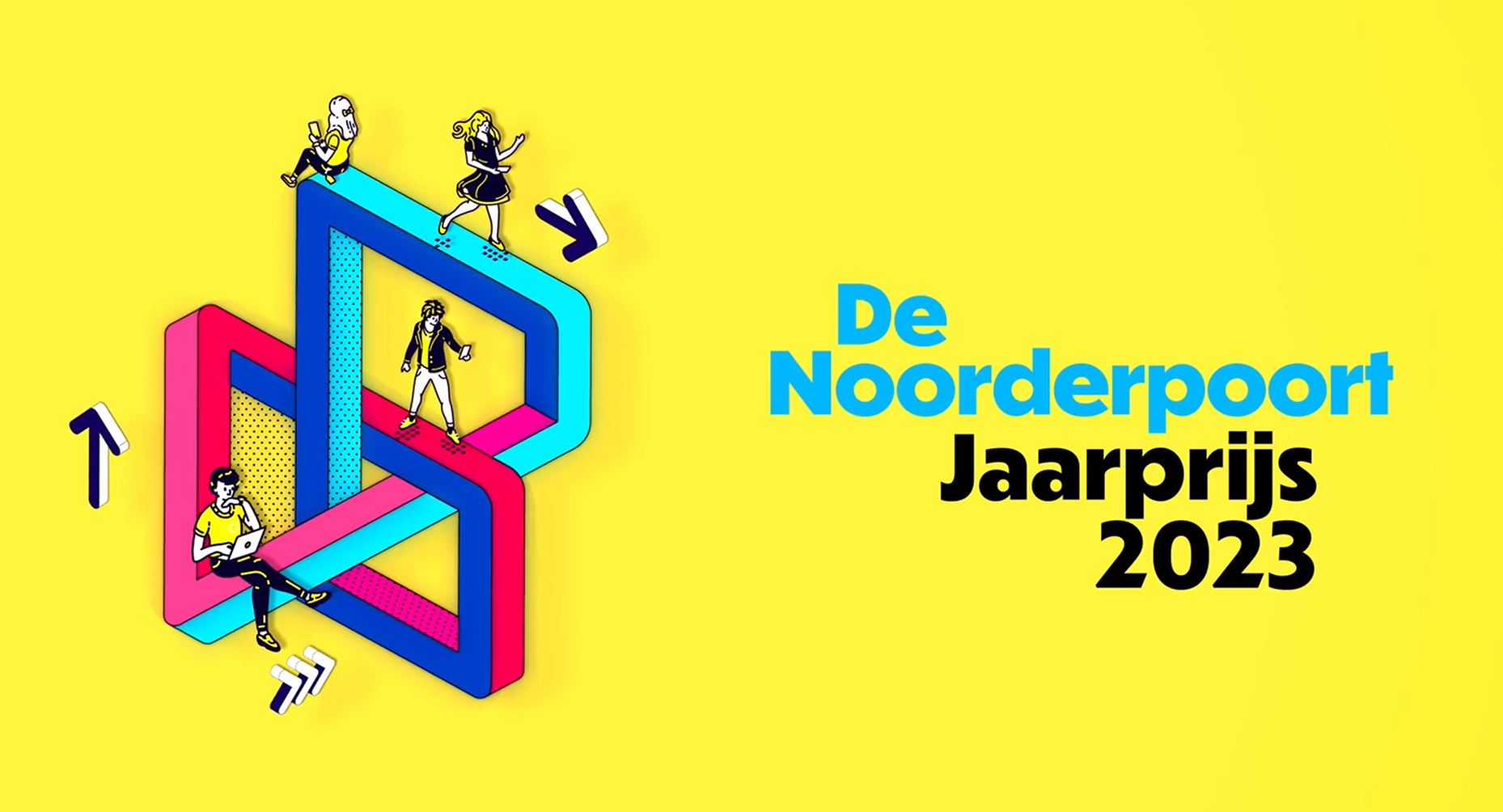 Logo van de Noorderpoort Jaarprijs 2023 met abstracte figuren die verschillende studierichtingen symboliseren