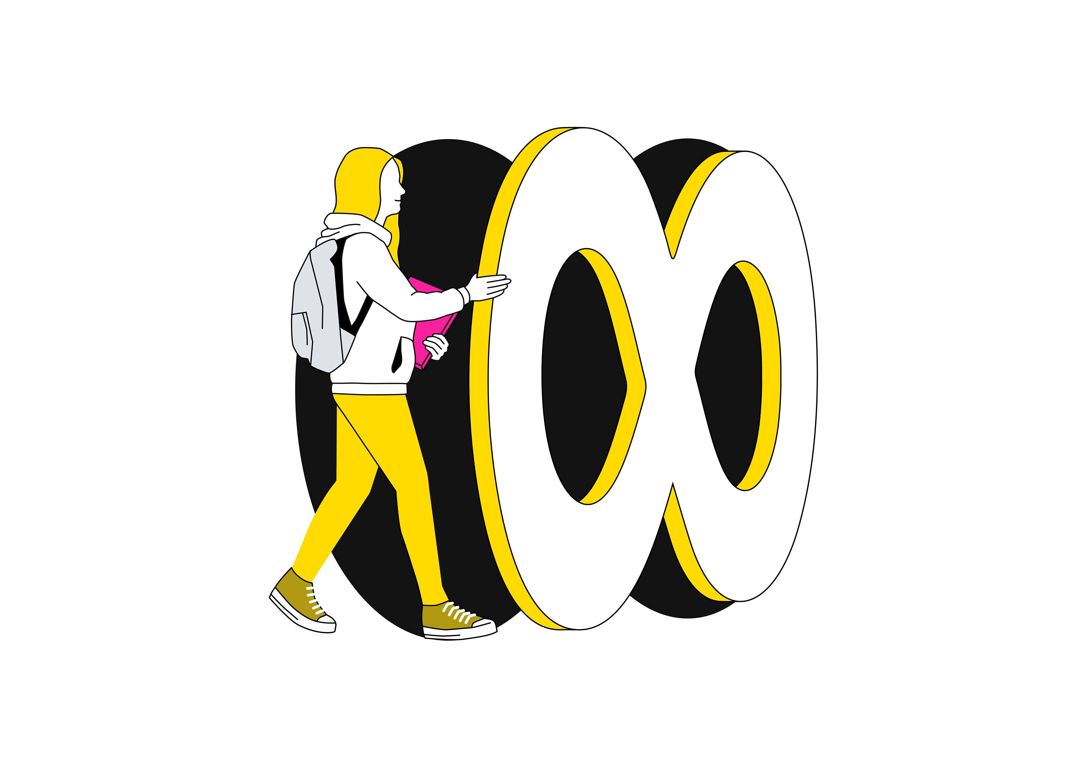 Student die een symbolische poort betreedt, wat toegang tot beroepsonderwijs en nieuwe kansen illustreert