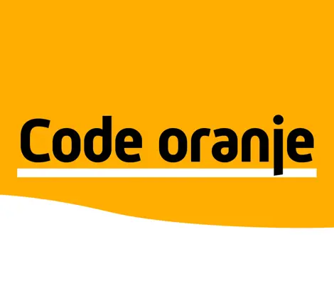 Waarschuwingsbanner met de tekst Code oranje, relevant voor veiligheidsupdates binnen het onderwijs.